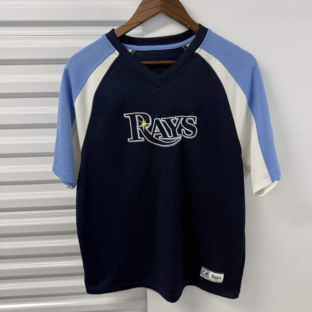 Y2K Tampa Bay Rays Majestic Jersey Shirt Mesh MLB Blue Men's M